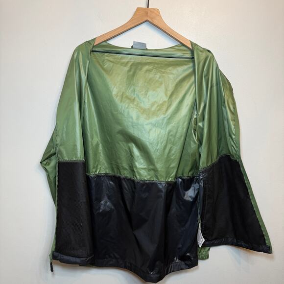 Columbia Center Ridge II Windbreaker Jacket Hooded Green Black Colorblock Large - Picture 6 of 7